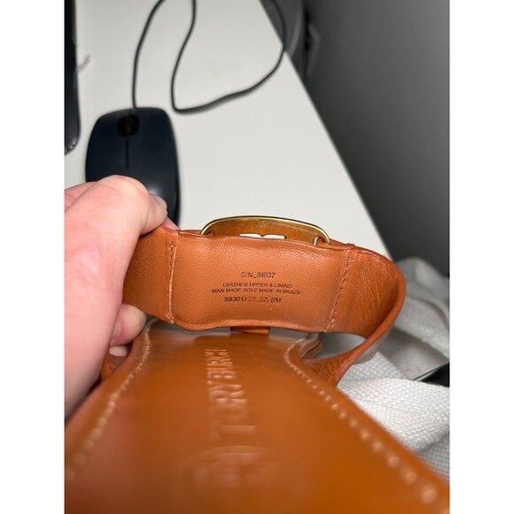 TORY BURCH Women Georgie Gold Logo‎ Leather Sandals Sz 8.5 - Picture 4 of 5